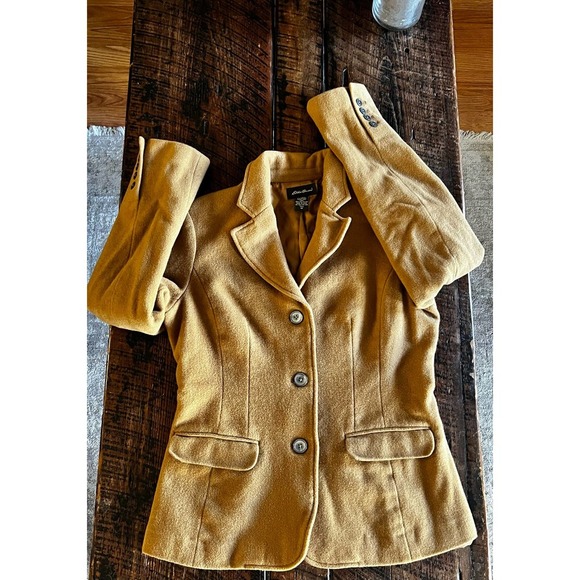 Womens Wool & Angora Chestnut Tan Brown Eddie Bauer Peacoat - Picture 8 of 12